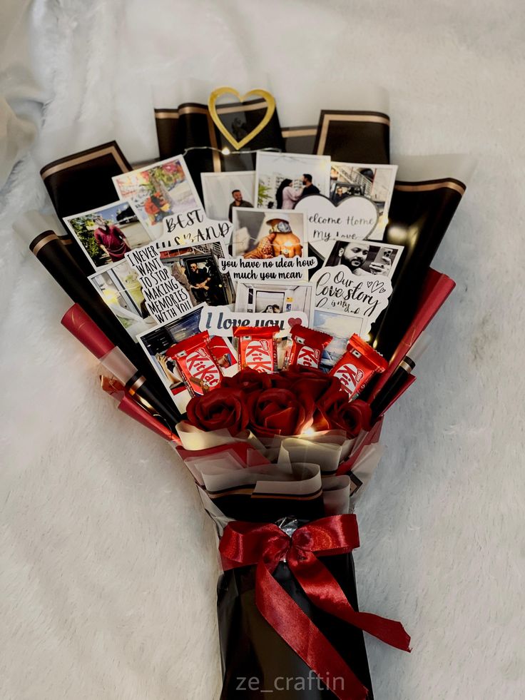 Polaroid bouquet with fairy lights